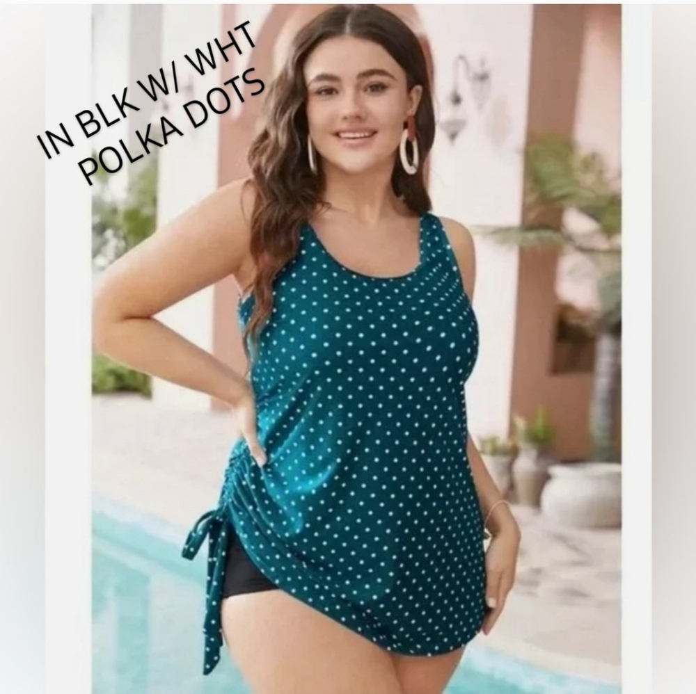 Bloomchic Black & white POLKA DOT Tankini Swim top, NWT